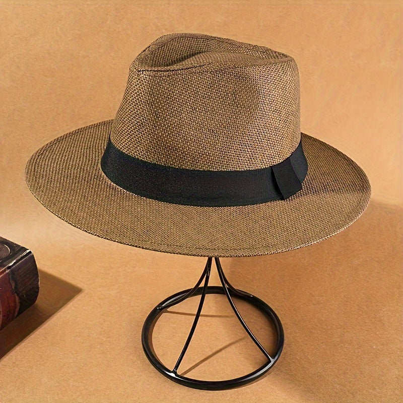 Elegant Paper Straw Hat Set: 4 Pieces of Hook Knit Beach Sun Hat for Men and Women