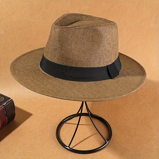 Elegant Paper Straw Hat Set: 4 Pieces of Hook Knit Beach Sun Hat for Men and Women