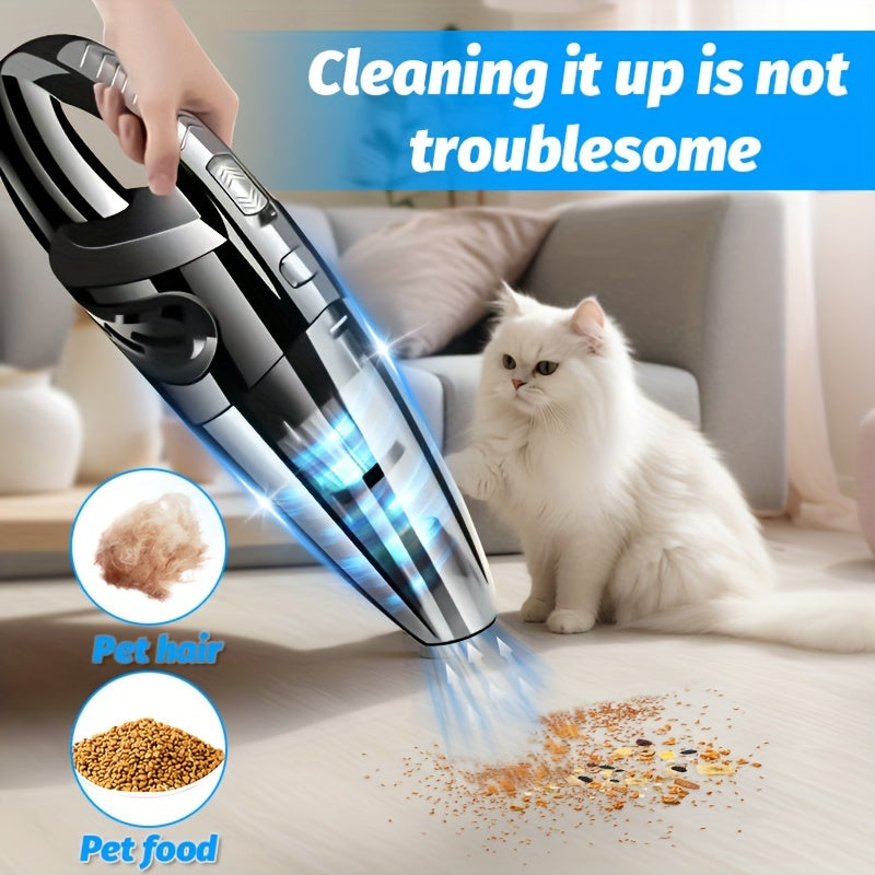 Cordless Handheld Vacuum Cleaner With Strong Suction Power 4kPa, Rechargeable 1800 MAh Lithium Battery, USB Rechargeable Portable Car Vacuum Cleaner, 60 DB Quiet Operation, Adapter And Accessory Kit Included, ABS Body - Cordl