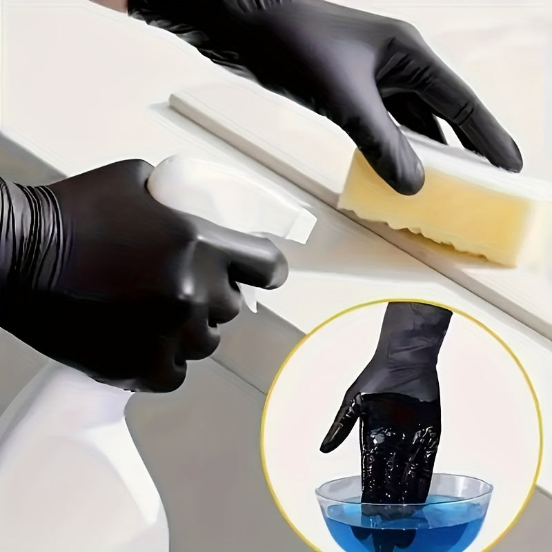 50/100pcs, Disposable Nitrile Gloves, Durable Household Cleaning Gloves, Waterproof Gloves Suitable For Kitchens Cleaning, Tattoo, Hair Dyeing, Pet, Beauty Salons, Cleaning Supplies, Household Gadgets