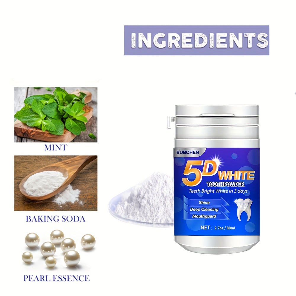 5D White Tooth Powder, Tooth Deep Cleaning Powder, Fresh Breath, Ideal For Oral Health & Hygiene Gift For Women Men