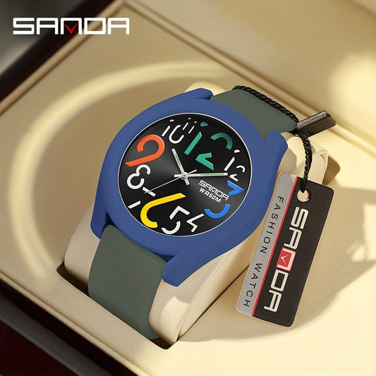 Sanda Colorful Removable Strap Sports Waterproof Large Dial Quartz Watch