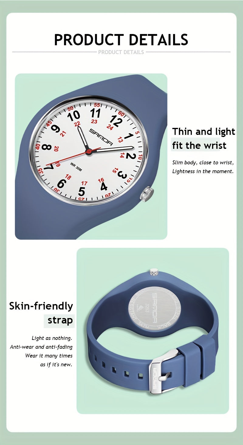 Sanda Women's Elegant Quartz Watch - Luminous, with Silicone Band, Sporty Round Analog Display