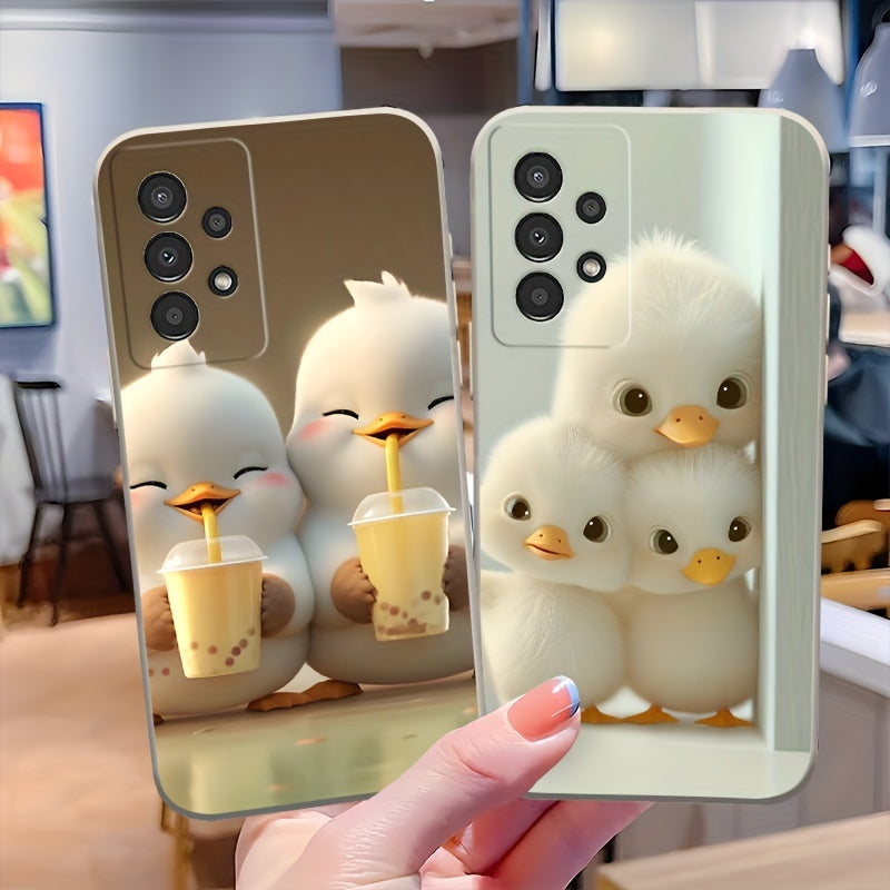 Cute Duck Cartoon TPU Soft Phone Case for Samsung Galaxy A Series Compatible with A03/A03S/A04/A04E/A04S/A05/A05S/A15/A11/A12/A13/A14/A22/A23/A24/A25/A32/A33/A34/A35/A52/A52S/A53/A54/A55 5G - Protective Back Cover for Women a