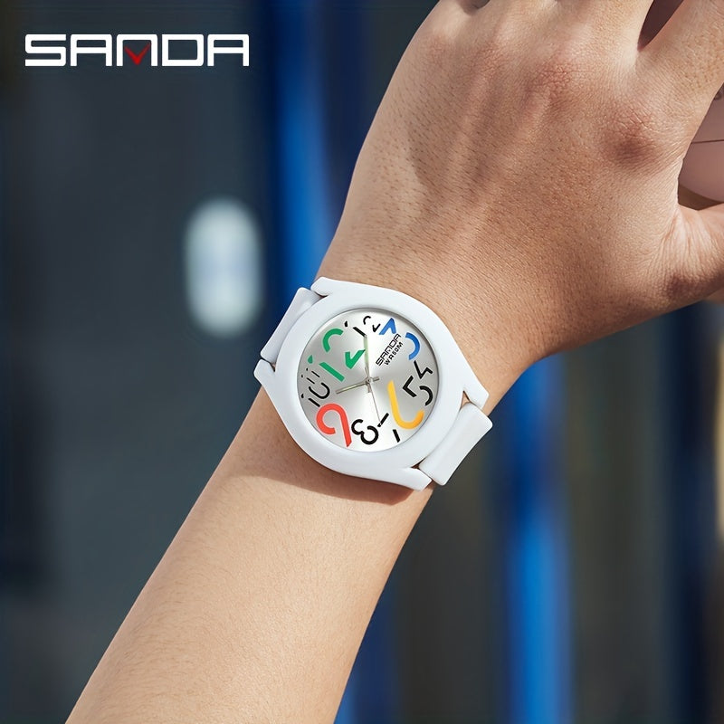 Sanda Colorful Removable Strap Sports Waterproof Large Dial Quartz Watch