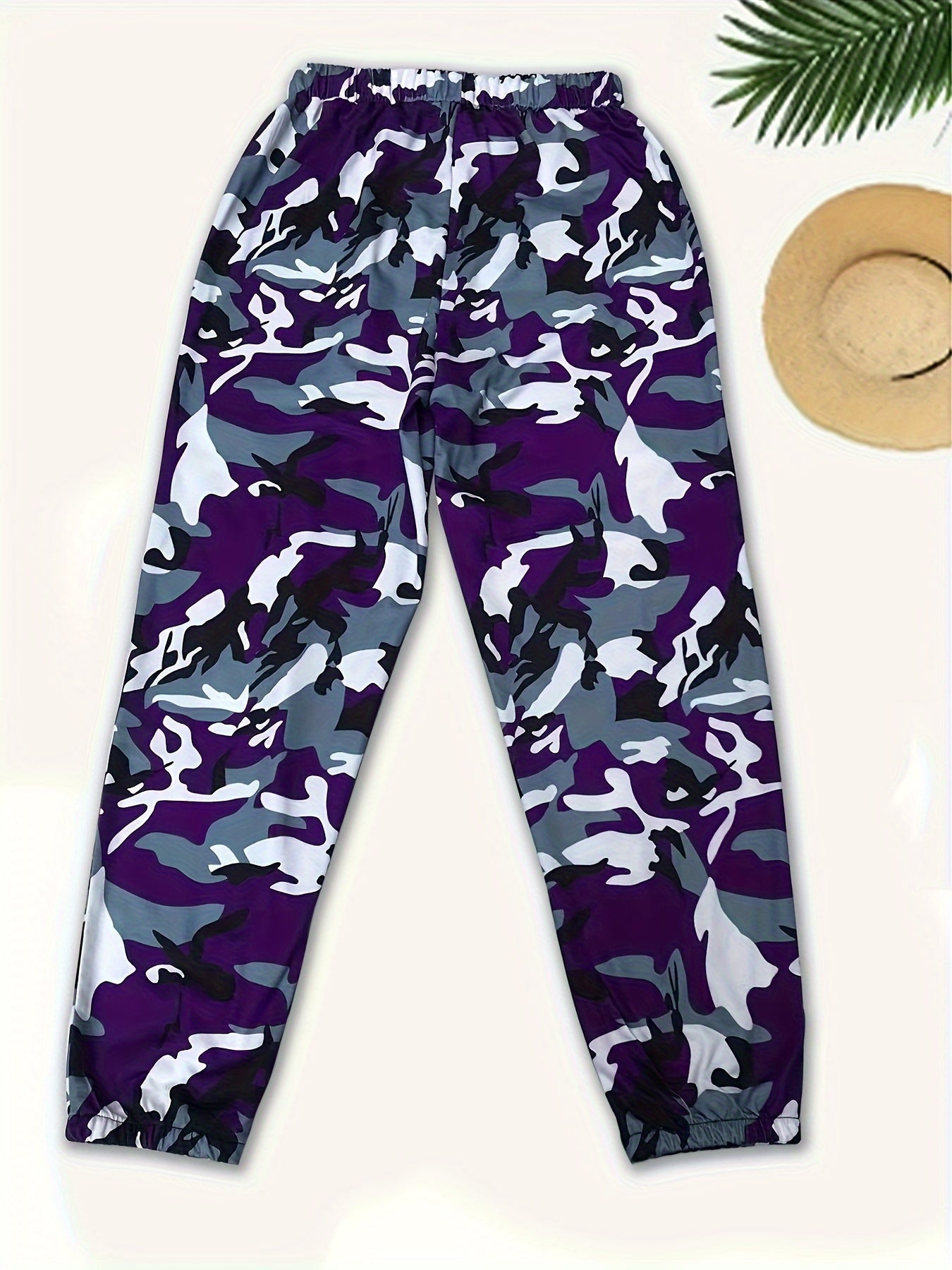 Women's Casual Pants With Random Print, Breathable Drawstring Waist Sports Pants