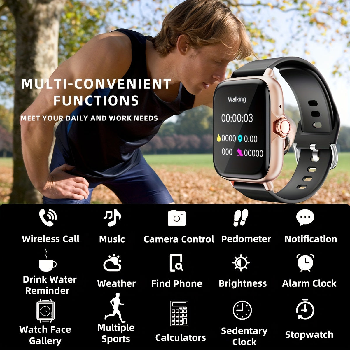 Waterproof Smart Watch, 1.83'' Full Touch Screen Display With Message, Answer Make Call Smartwatch Sleep Monitoring, Sports Pedometer, Information Alerts, For IPhone/Android Phones, Smartbands,