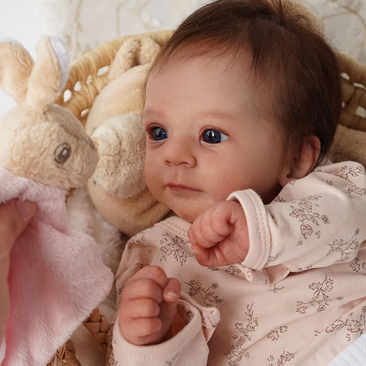 Handcrafted 16" Reborn Youngsters Doll - Realistic Soft Body with Hand-Rooted Brown Hair & Painted Veins, Includes Birth Certificate - Perfect Christmas Gift for Youngsters