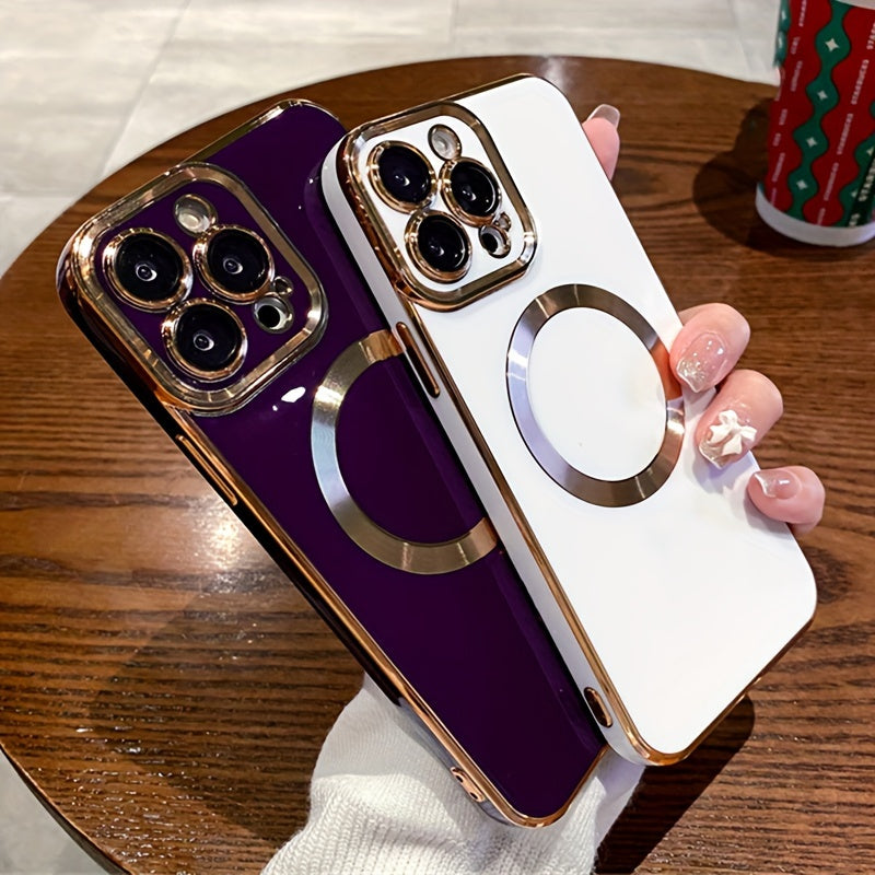 Candy Color Magnetic Wireless Charging Phone Case Compatible with iPhone 11/12/13/14/15 Pro Max Plus, Luxury TPU Shockproof Soft Cover with Magsafe and Lens Protection