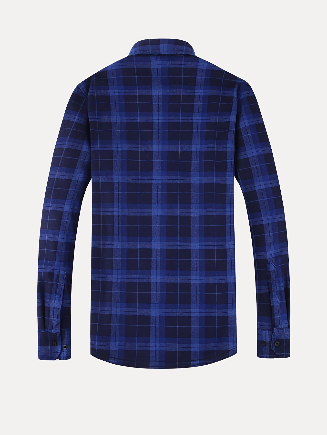 Men's Fleece-Lined Casual Plaid Shirt - Warm, Comfortable & Wrinkle-Resistant for Fall/Winter | Long Sleeve, Slim Fit with Button-Up Front, Polyester Blend, Non-Sheer - Stylish Men's Autumn & Winter Wear