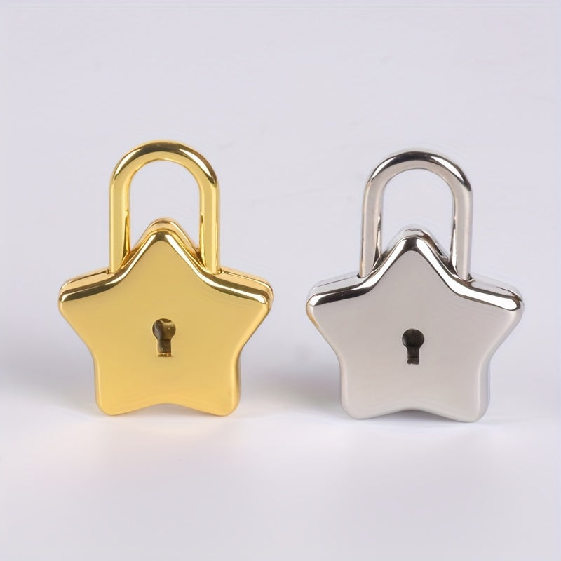 1pc Cute Star Padlock, Metal Lock With Keys