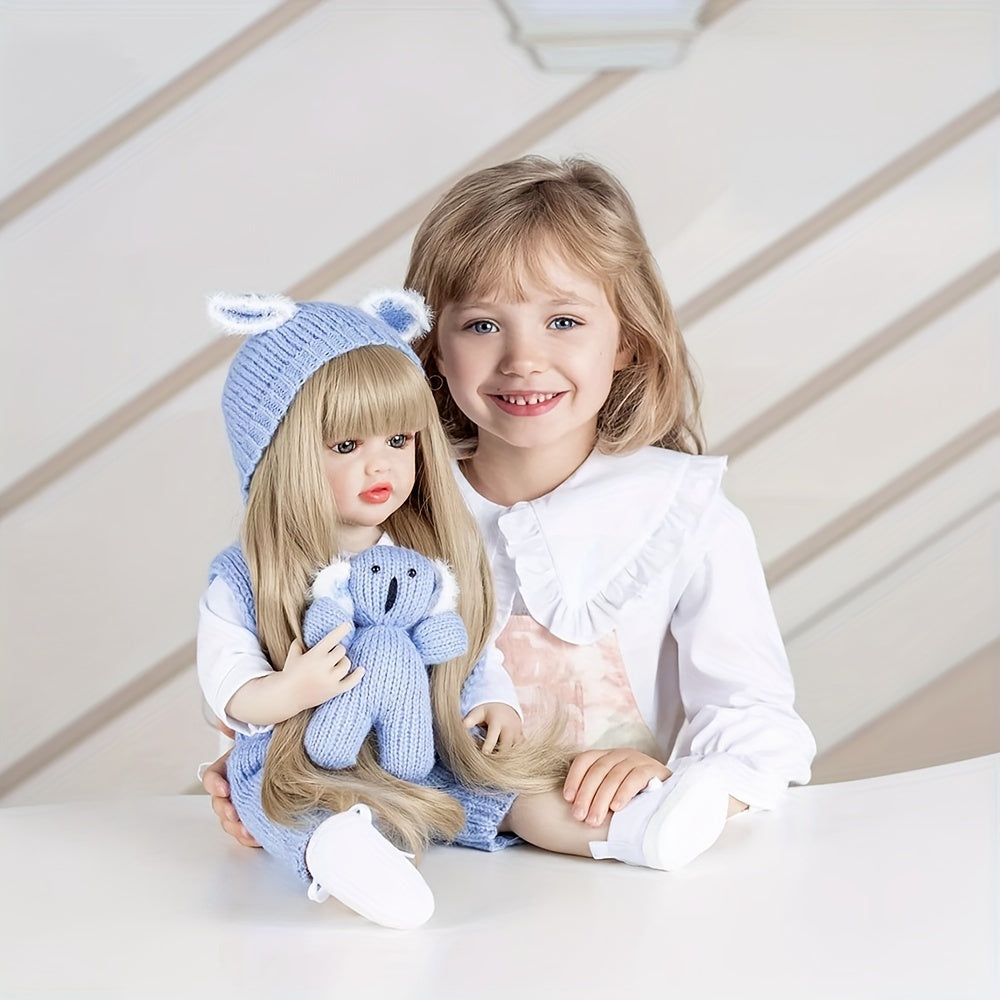 55cm/21.65in Blue Reborn Doll: Fashionable Girl, Perfect for Birthday, Halloween, Thanksgiving, or Christmas Gift