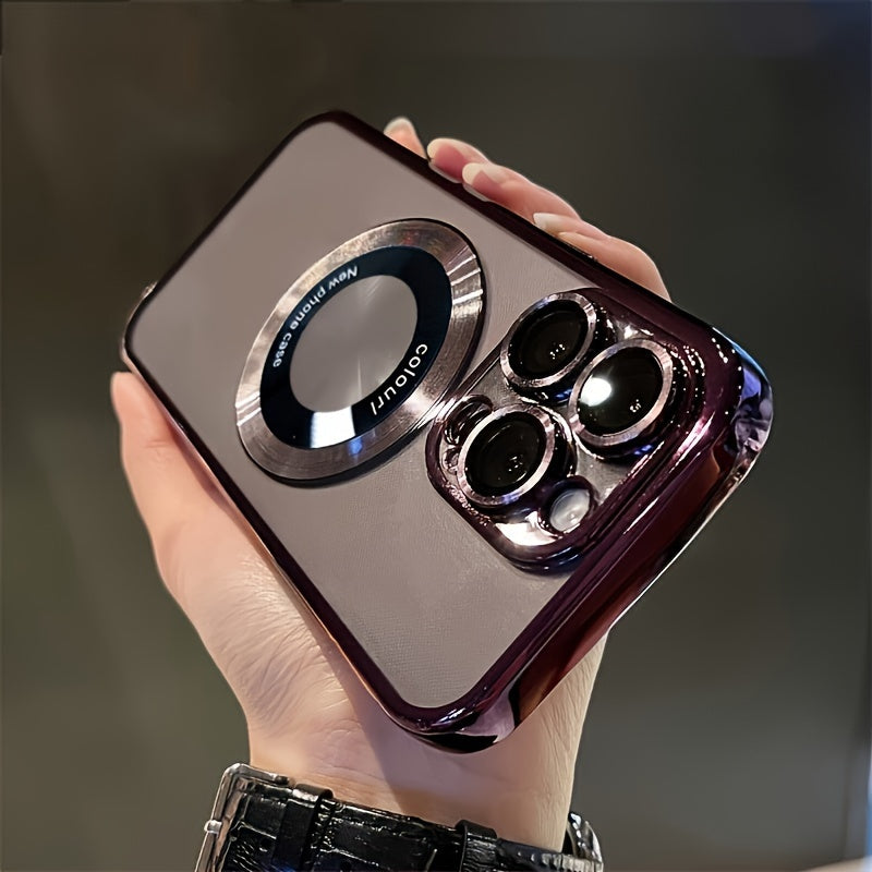 Luxury Clear Magnetic Wireless Charging Phone Case for Iphone 16 15 14 13 12 11 Pro Max Plus 16Pro 15Pro Cases with Lens Protector Shockprroof Transparent Soft Cover