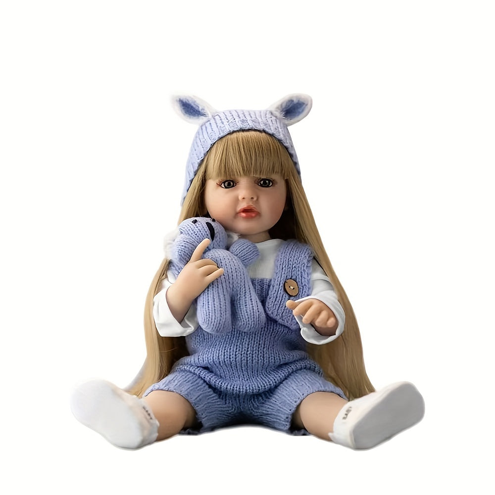 55cm/21.65in Blue Reborn Doll: Fashionable Girl, Perfect for Birthday, Halloween, Thanksgiving, or Christmas Gift