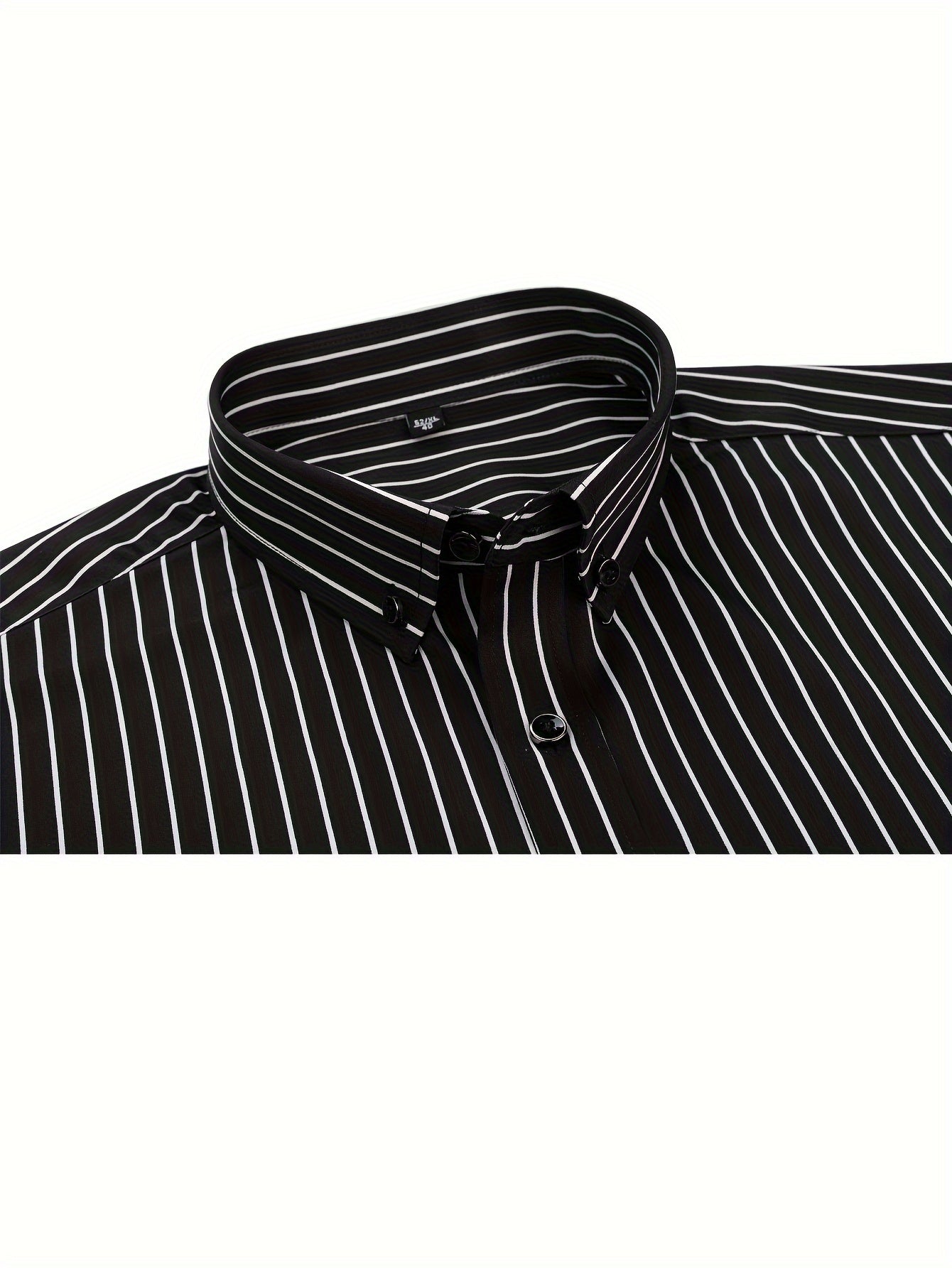 Men's Classic Casual Vertical Striped Slim Fit Long Sleeve Dress Shirts