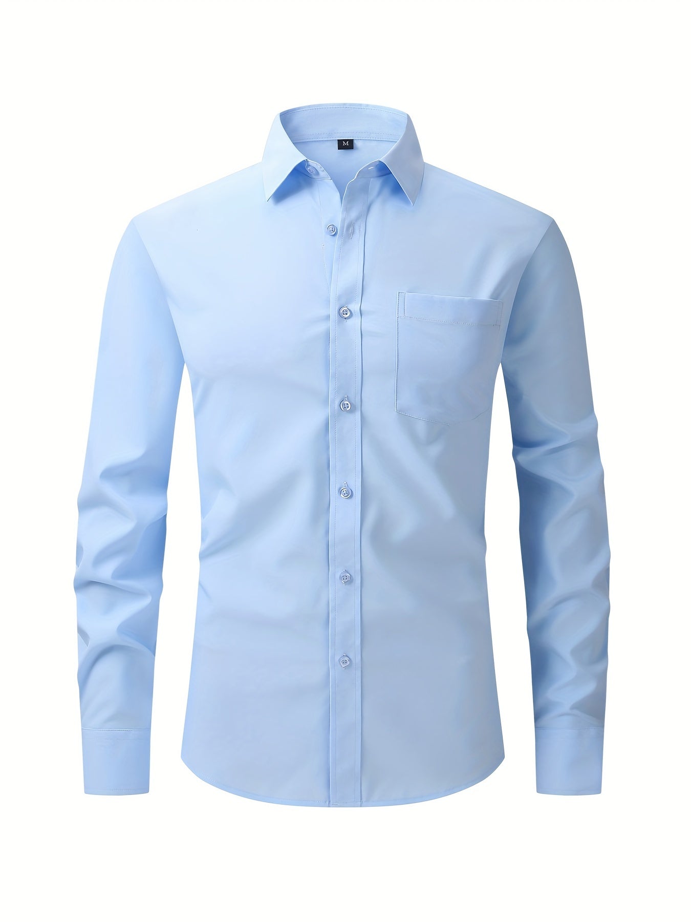 Men's Formal Classic Design Button Up Shirt With Chest Pocket, Male Clothes For Spring And Fall Business Occasion