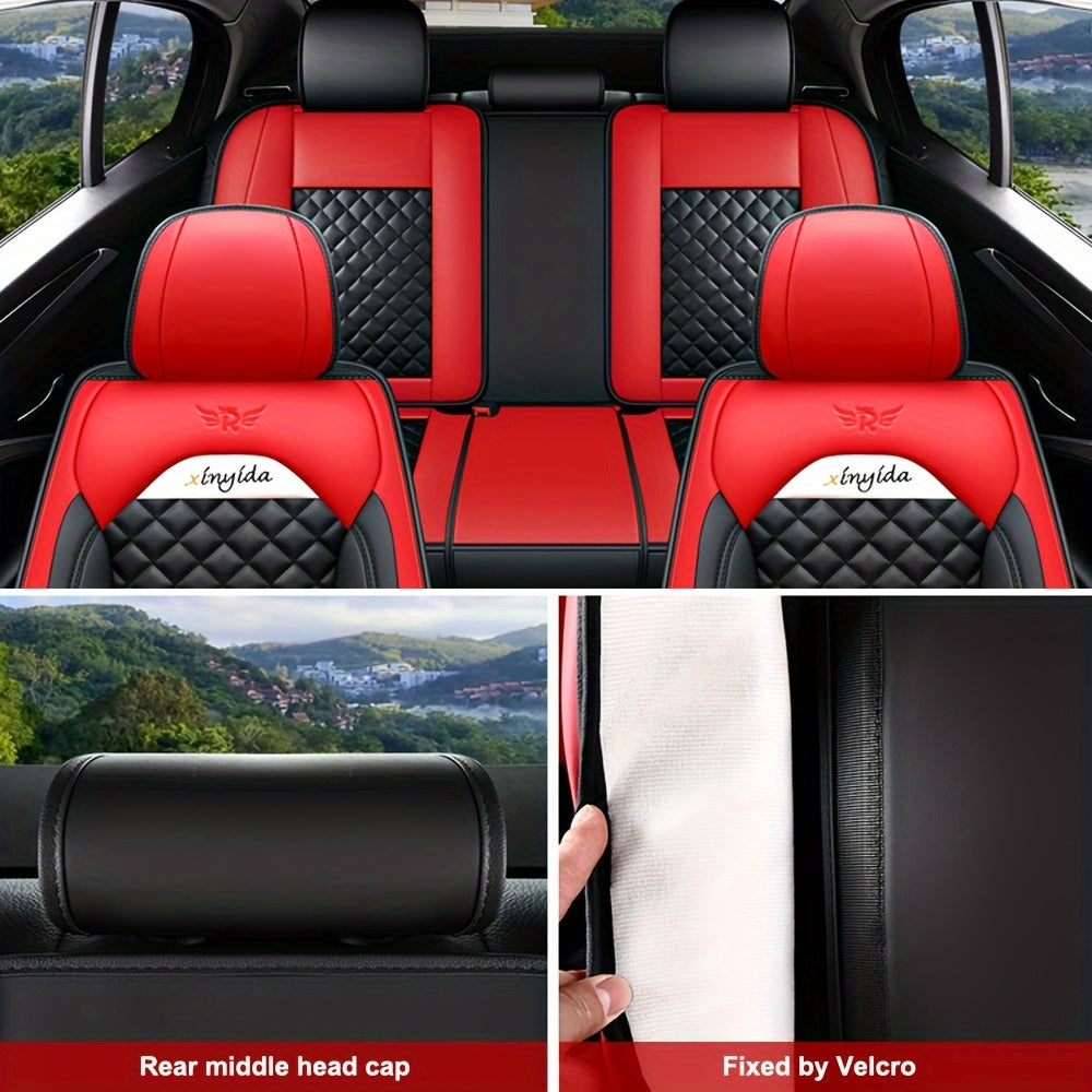 Car Standard Seat Covers 5 Seats Front And Rear Seat Covers Wear Resistant Cushions Red