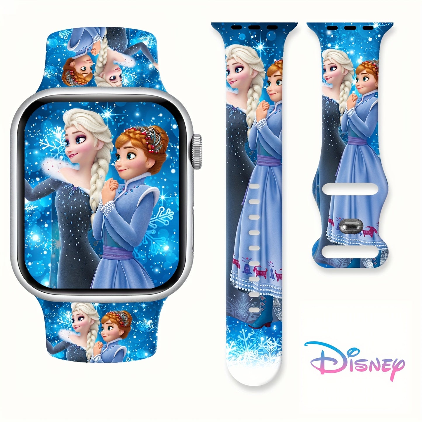 Disney Princess Elsa & Anna Themed Silicone Strap, Daily Casual Versatile Watch Band, Fashionable And Casual, Compatible With Apple Watch Series