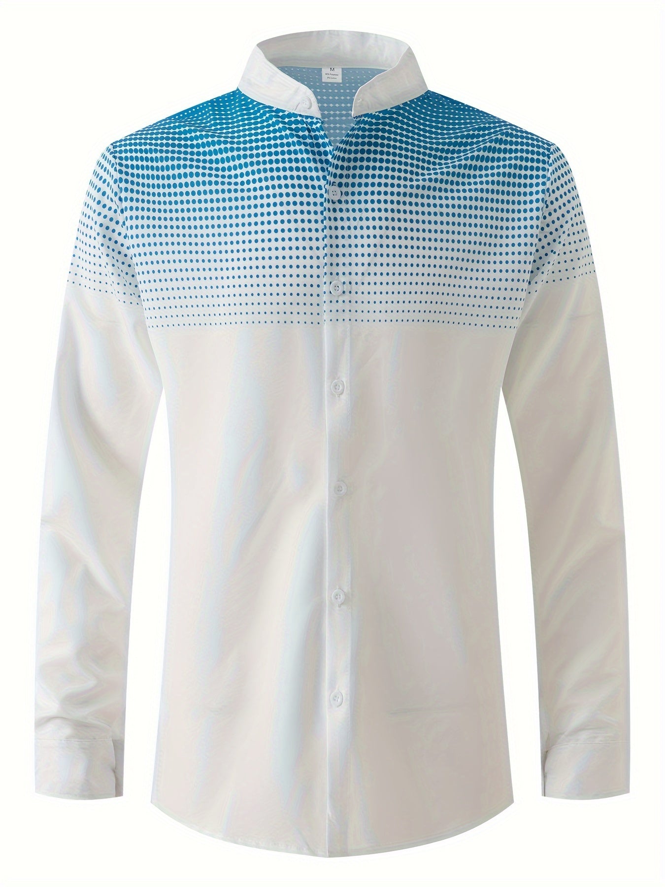 Men's Gradient Color Dots Print Long Sleeve Shirt For Spring And Fall, Casual Comfy Shirt As Gift