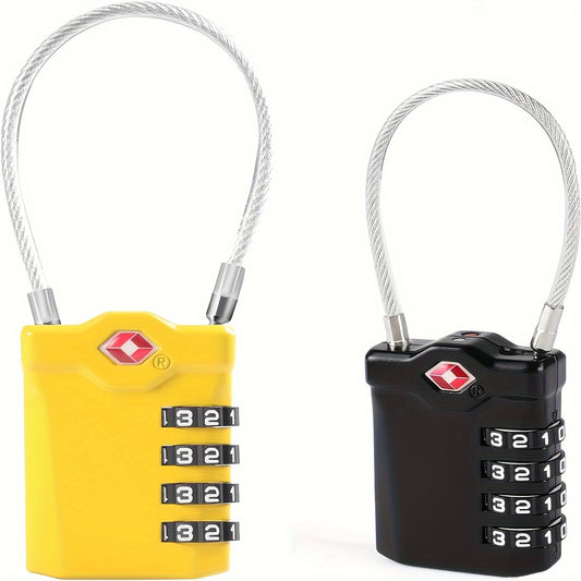 TSA Luggage Lock, 2 Pack, 4 Digit Combination Lock Security Padlock Travel Lock With 14cm Flexible Cable For Suitcases, Backpacks, School Or Gym Lockers And More.