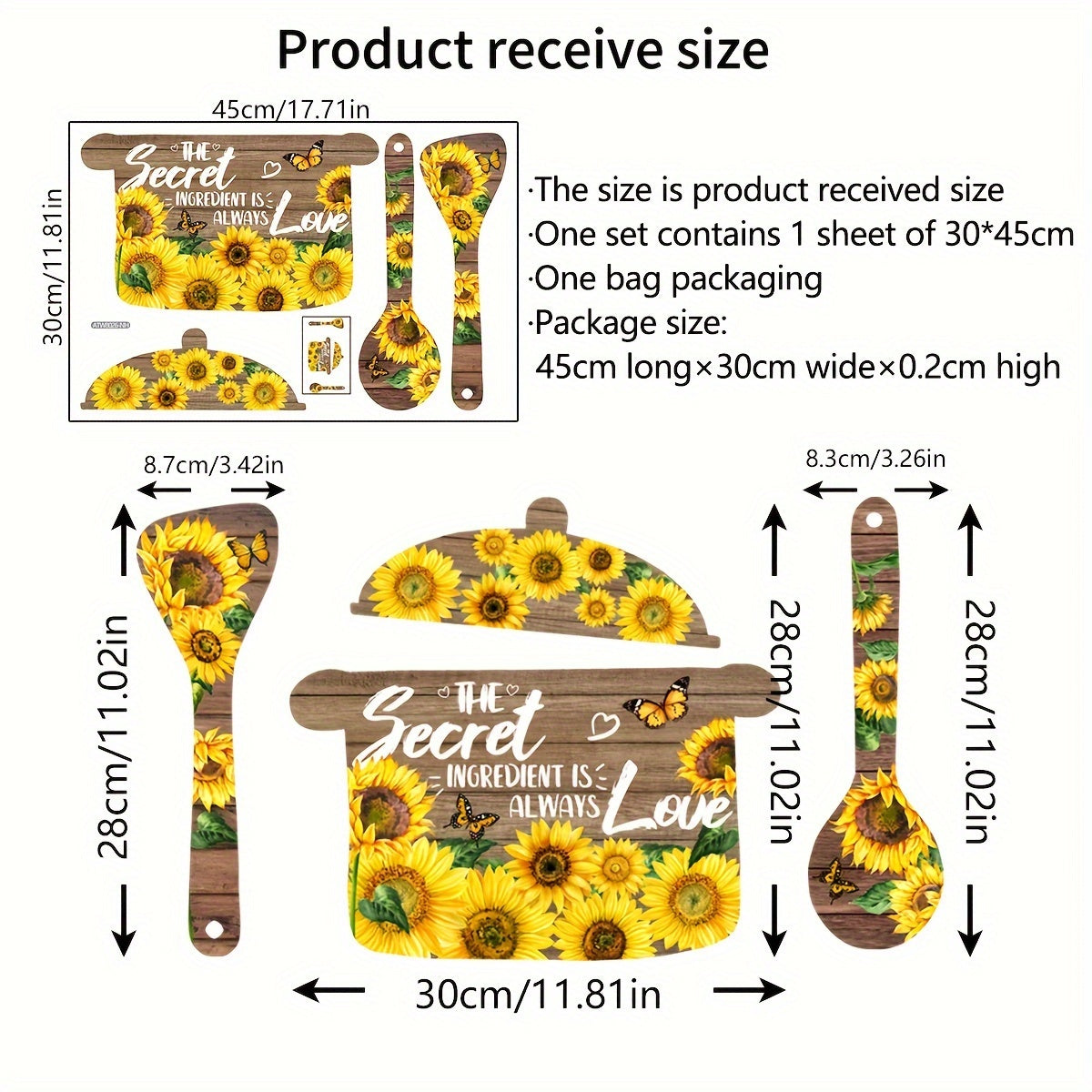 1 Set Creative Wall Sticker, Pot Spoon Sunflower Pattern Self-Adhesive Wall Stickers, Kitchen Entryway Living Room Porch Home Decoration Wall Stickers, Removable Stickers, Wall Decor Decals