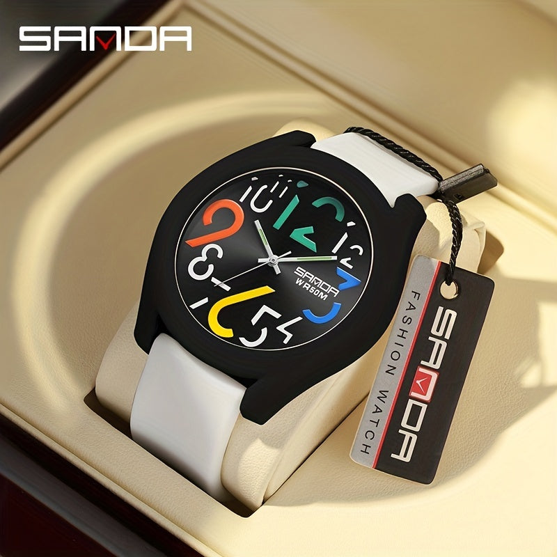 Sanda Colorful Removable Strap Sports Waterproof Large Dial Quartz Watch