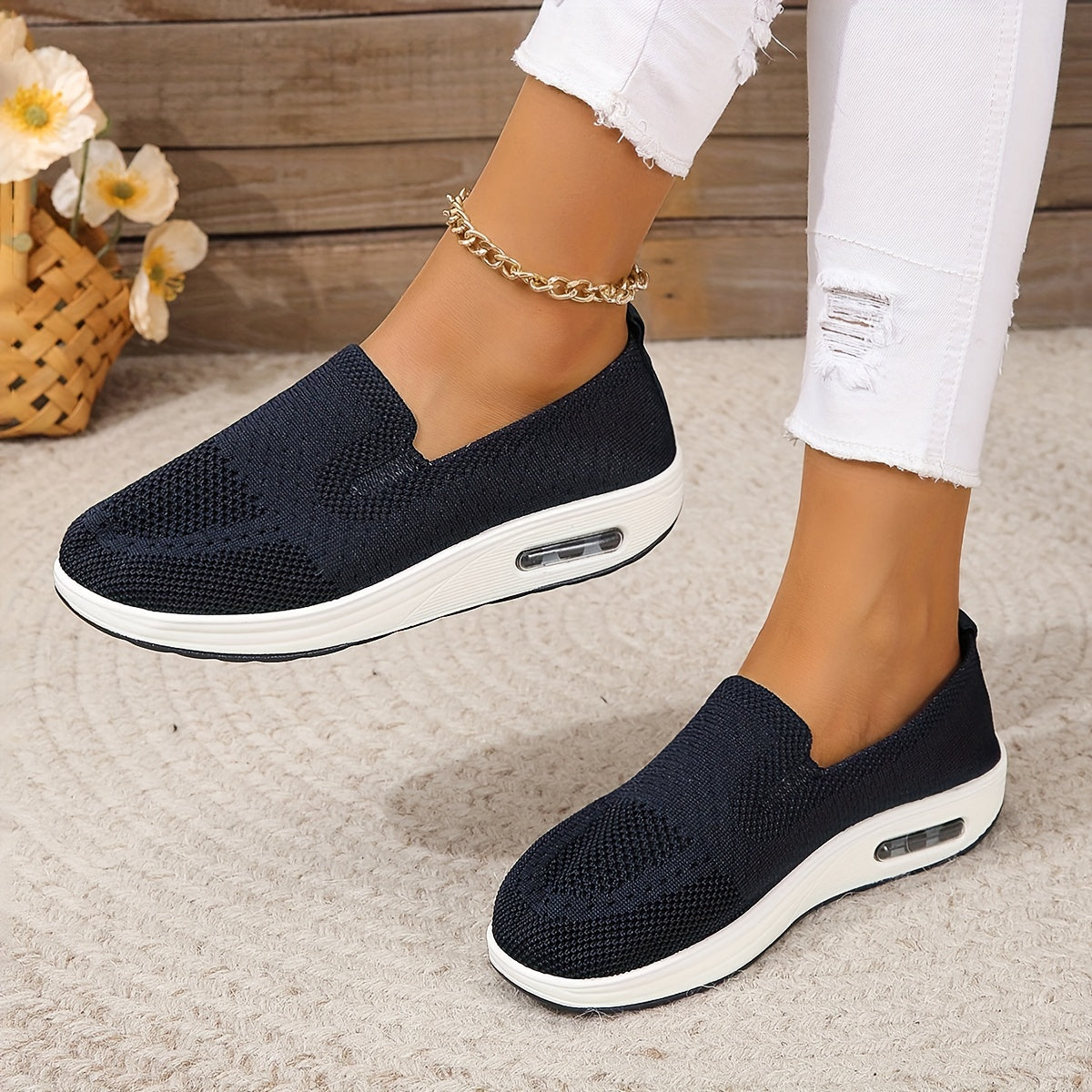 Zapatillas de deporte de plataforma de color sólido para mujer, zapatos cómodos antideslizantes con punta redonda, zapatos para caminar al aire libre