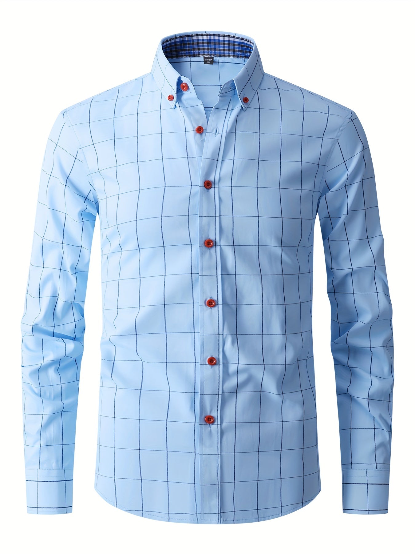 Men's Plaid Design Dress Shirts, Long Sleeve Casual Button Down Shirt For Formal Occasions