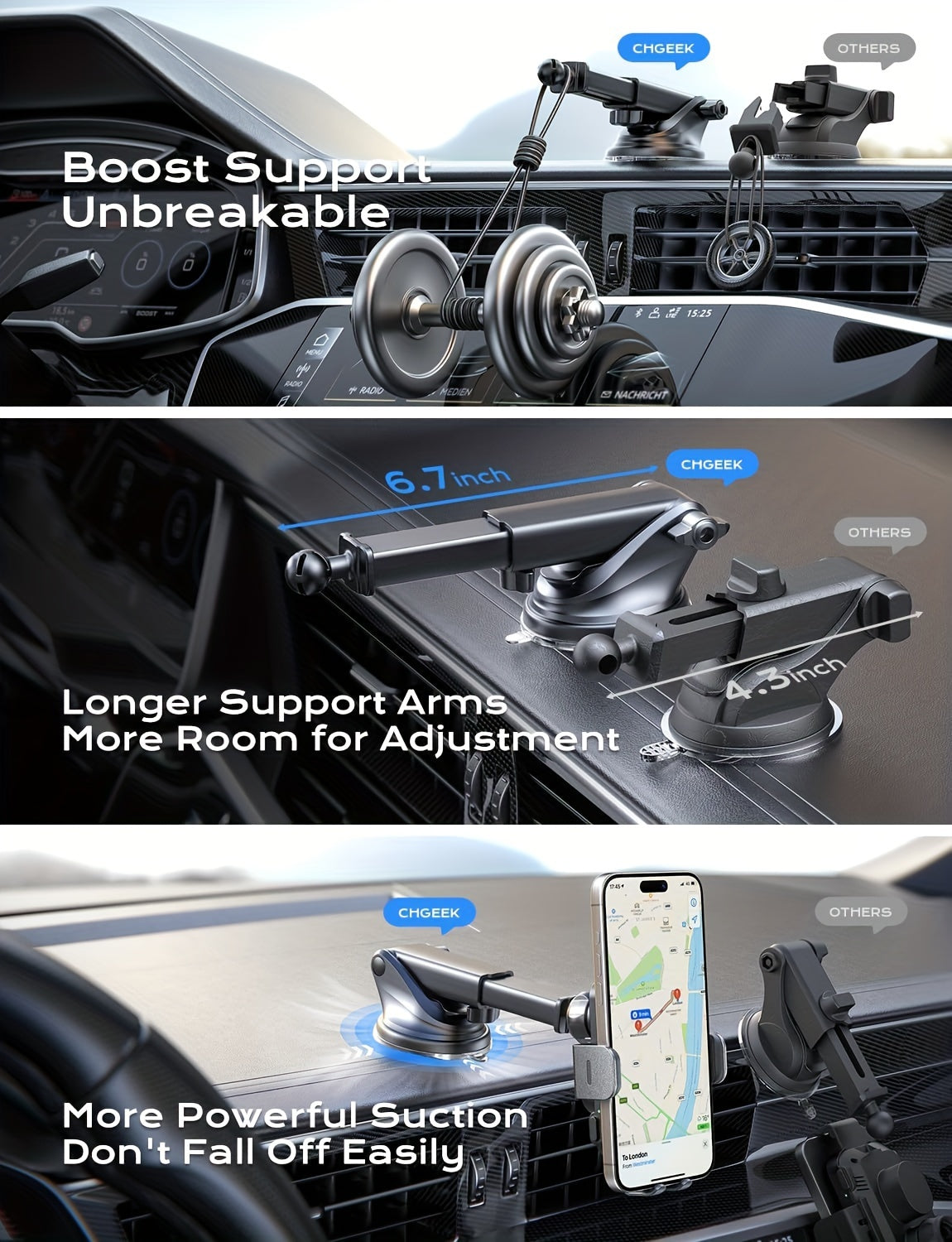 Wireless Car Charger, 15W Fast Charging Auto Clamping Car Charger Phone Mount Phone Holder Fit For IPhone 14/13/12/11 Pro/Max/Xs, For Samsung Galaxy S23