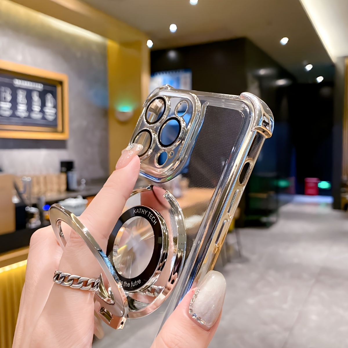 Luxury Phone Case with Magnetic Ring Stand & Adjustable Clear Kickstand - Premium Mobile Shell, Universal Compatibility for iPhone 16/15/14/13/12 Pro Max & 16 Plus, Strong Magnetic Bracket Holder