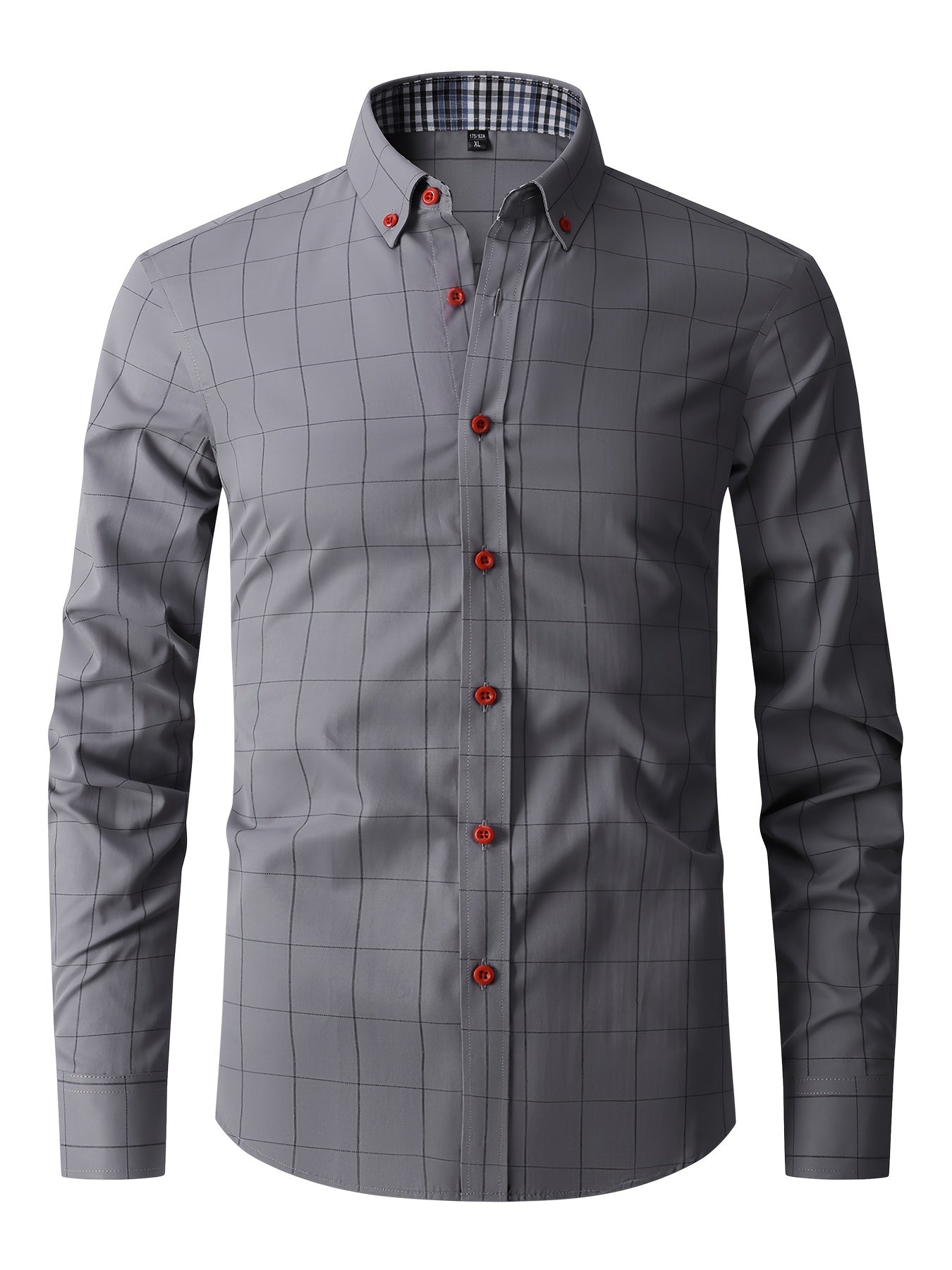 Men's Plaid Design Dress Shirts, Long Sleeve Casual Button Down Shirt For Formal Occasions