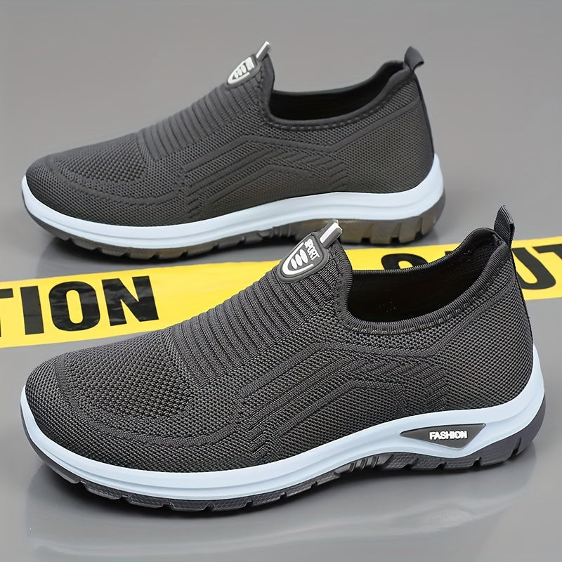 Durable Summer Woven Casual Shoes With Comfy Soft Sole, Slip On Walking Shoes For Men's Outdoor Park Workout Camping