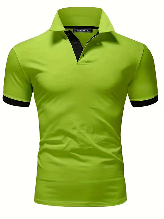 Breathable Regular Fit Golf Shirt, Men's Casual V-Neck T-Shirt Short Sleeve For Summer, Men's Clothing