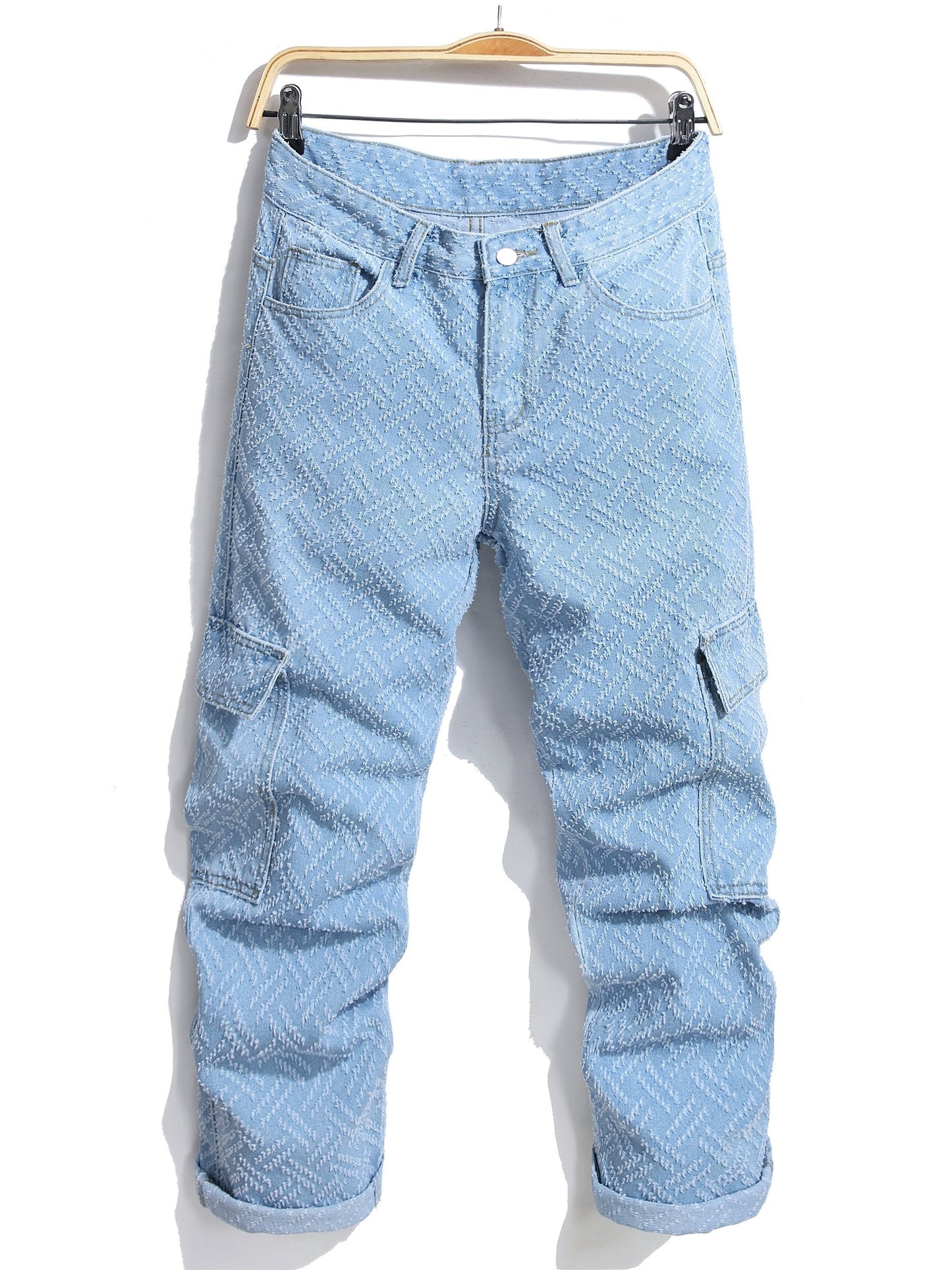 Men's Loose Fit Wide Leg Cargo Jeans, Men's Stylish Comfy Denim Pants, Street Style Fashion