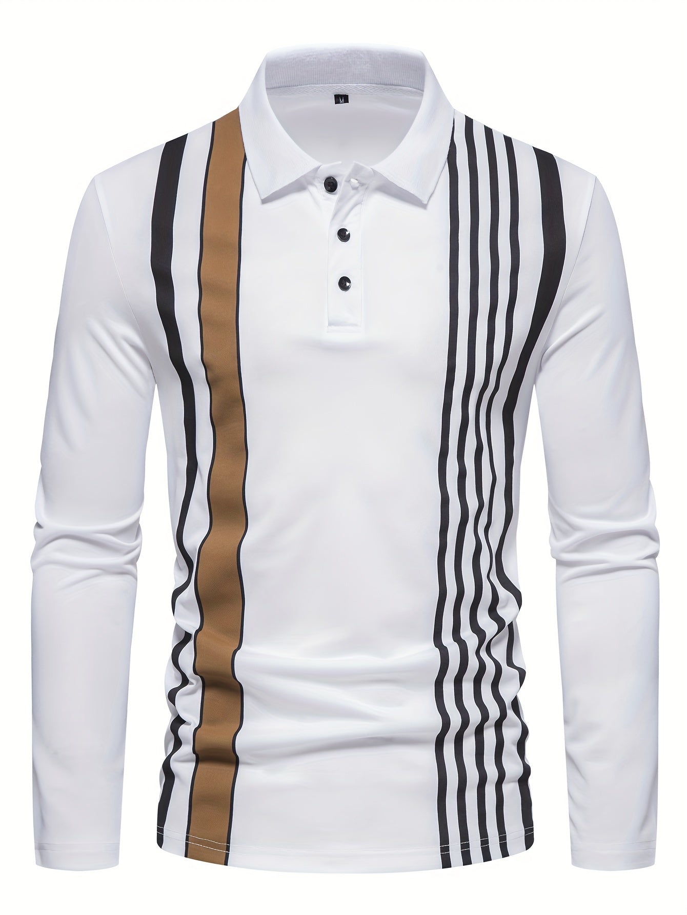 Men's Striped Golf Shirt, Casual Long Sleeve Shirt For Spring Fall Outdoor