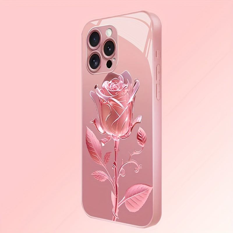 Creative and Flower Design for iPhone 15/14/13/12/11/xsm/xr/xs/x/7 Mobile Phone Case with Straight Edge, Full Protection, Luxury Design, Anti-fall Protection