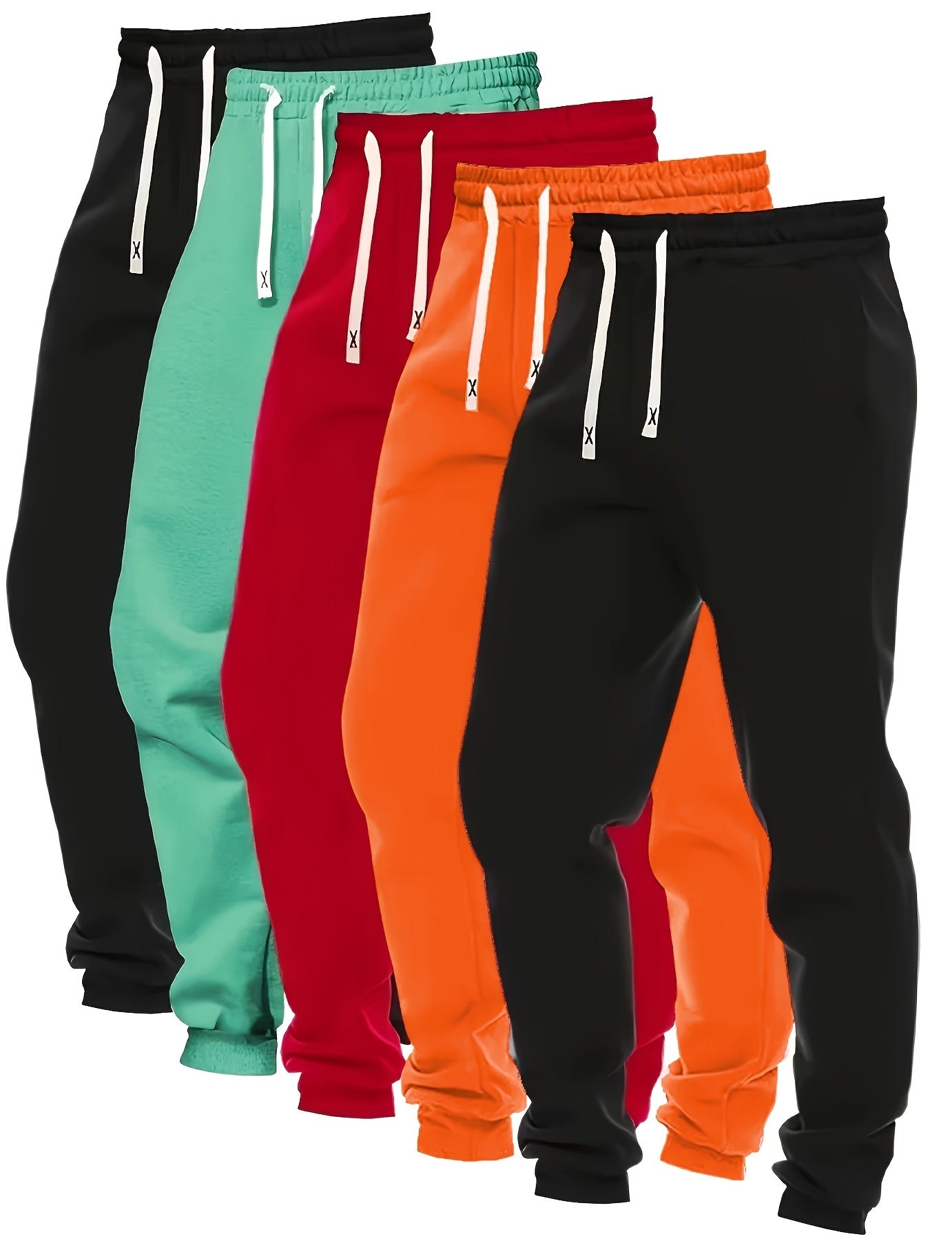 Women's 5pcs Casual Joggers with Pockets - Drawstring, Stretchy Polyester Blend, Perfect for Running & Outdoor Activities