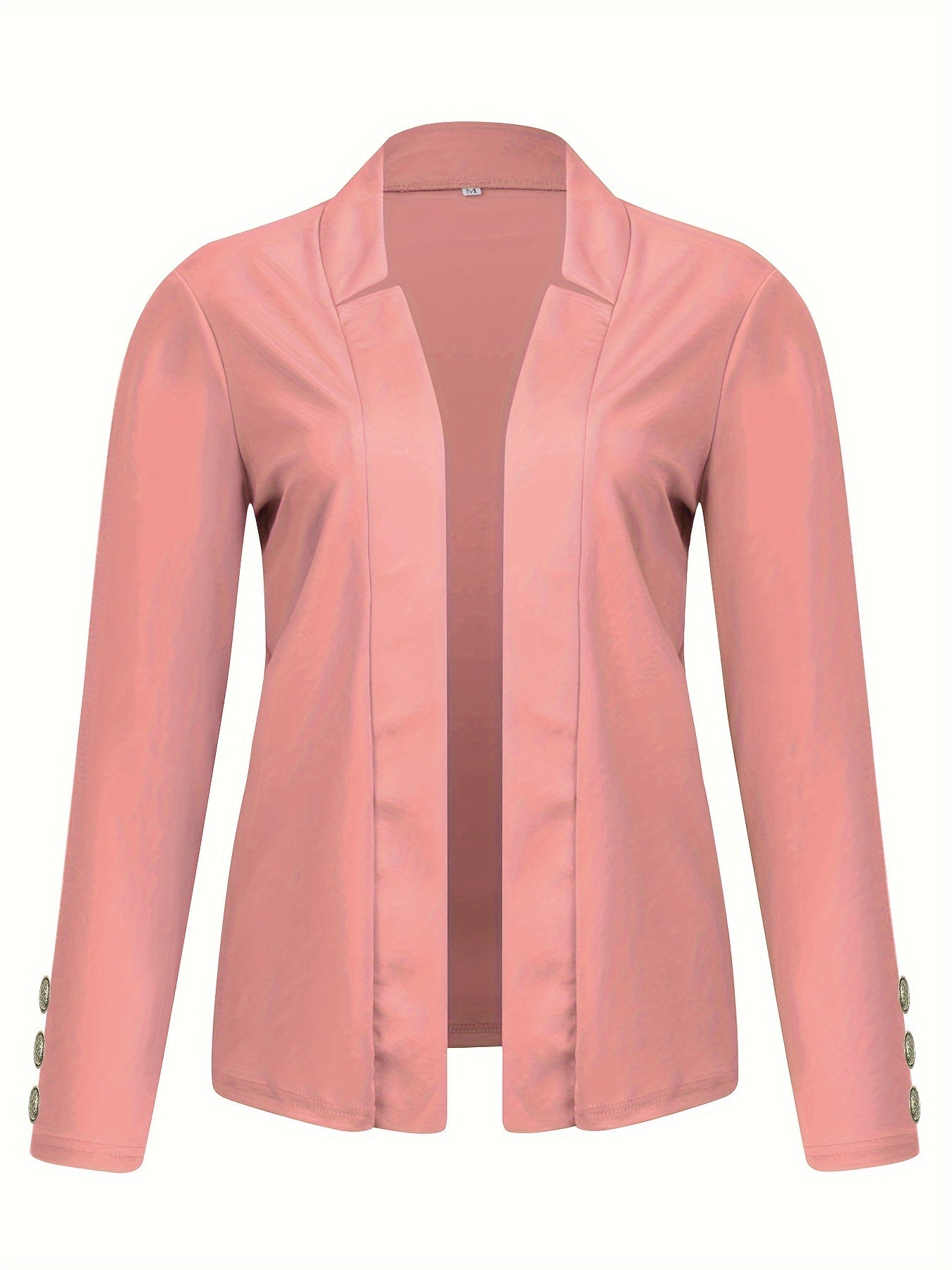 Long Sleeve Solid Color Casual Blazer - Button Front, Micro Elasticity, Polyester Fabric, Loose Fit, Regular Length - Perfect for Office & Work, Womens Clothing