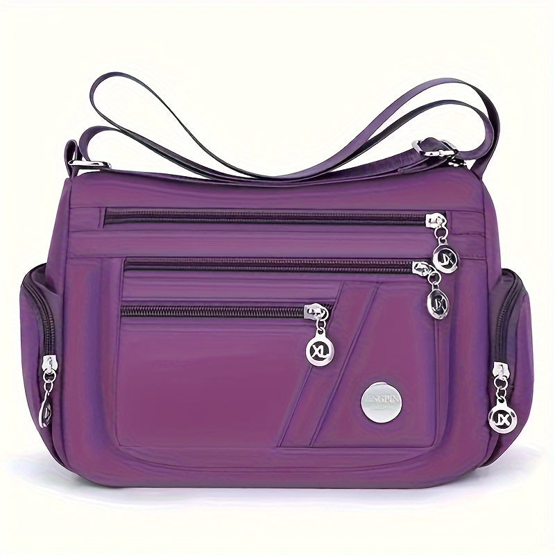 Chic Waterproof Nylon Crossbody Bag for Women - Versatile Multi-Layer Shoulder Purse with Zip Closure, Perfect for Travel & Everyday Use