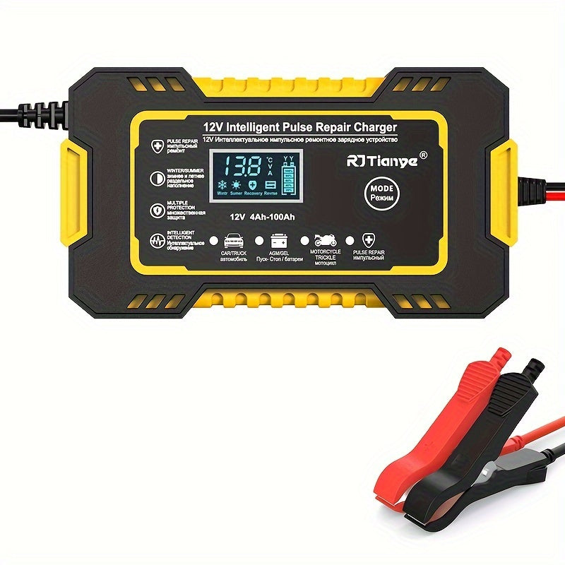 Car Battery Charger, 12V 2Ah-100Ah Smart Battery Trickle Charger Automotive Battery Maintainer Desulfator With Temperature Compensation