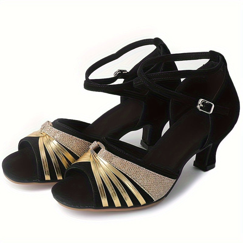 Women's Performance Dance Shoes, Non-Slip Rubber Sole, Outdoor Latin Shoes, Ankle Strap Design For Show And Practice