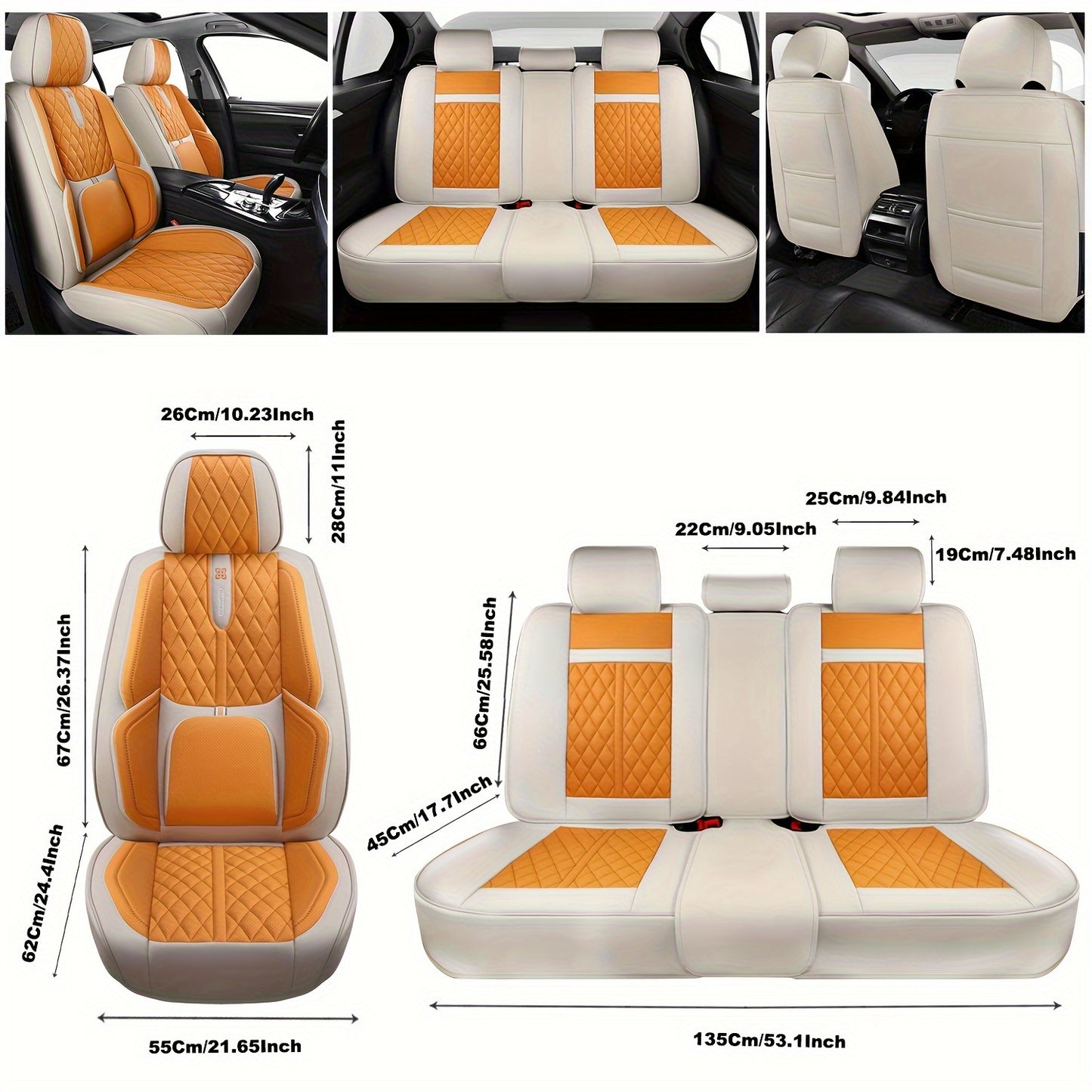 5-seater Full Set Car Seat Cover, Full Surround Cushion Protector, Synthetic Leather Universal Version, Suitable For Most Cars, Trucks, Sedans, And SUVs, Waterproof Leather Car Seat Cover Accessories