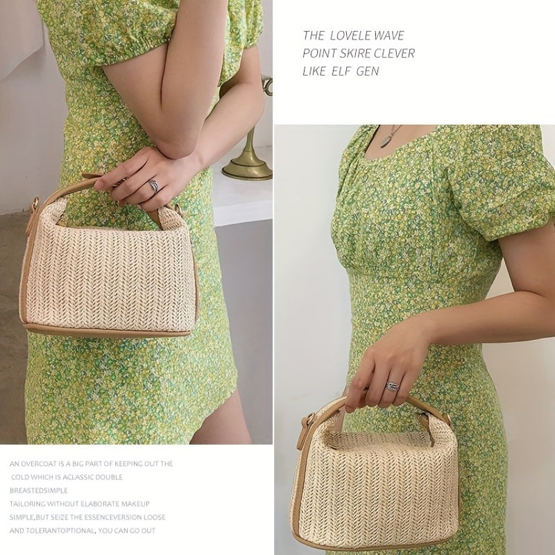 Mini Straw Woven Handbags, Fashion Braided Crossbody Bag, Portable Travel Beach Bag For Holiday