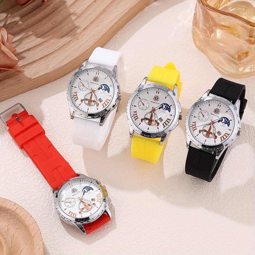 SONATA Casual Silicone Rubber Band Quartz Wrist Watch, Round Alloy Case, Non-, Unisex Fashion Accessory with Button Battery - Ideal for Daily Wear and Gifting