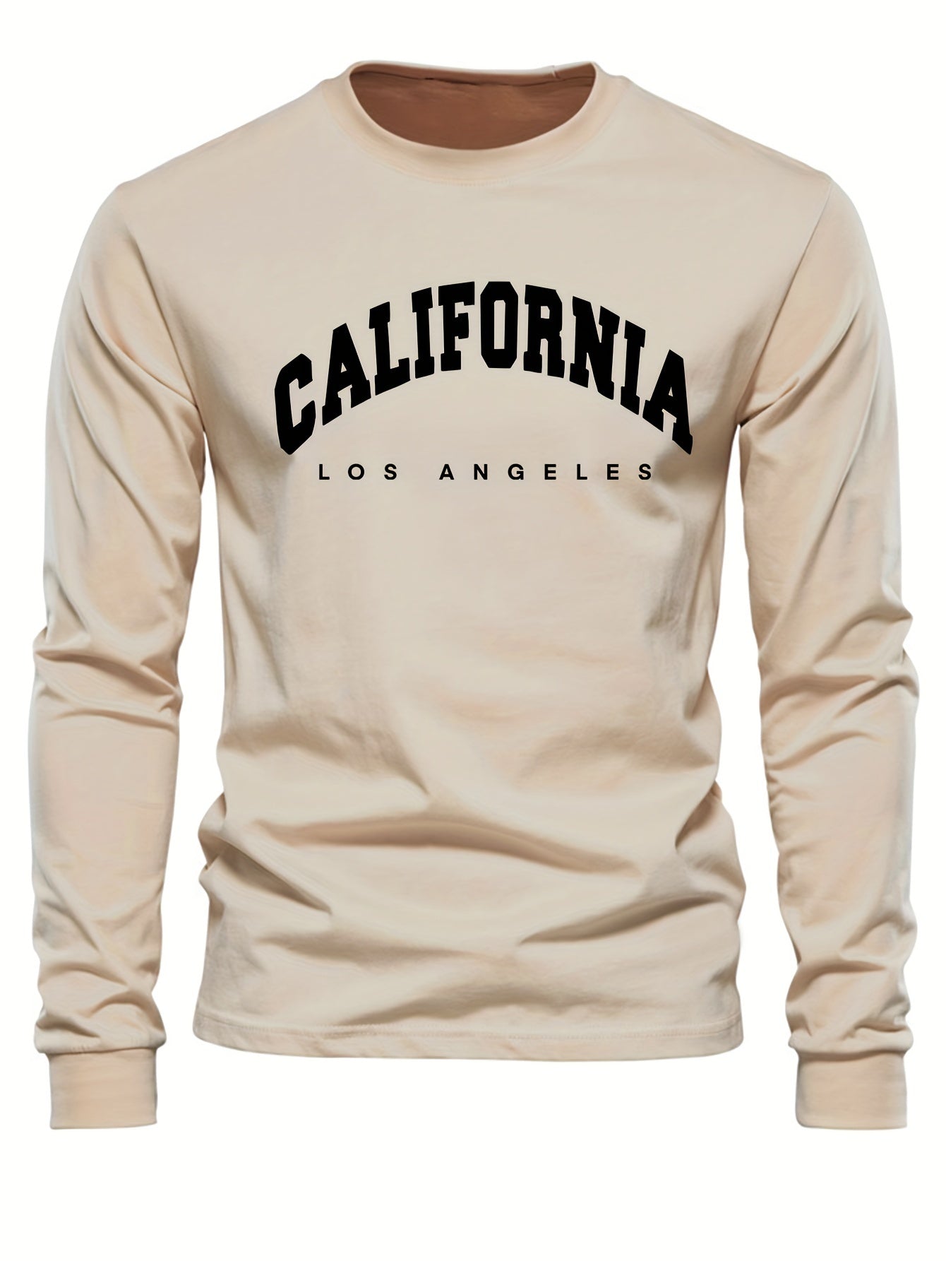 LA California Print Tee Shirt, Tees For Men, Casual Long Sleeve T-shirt