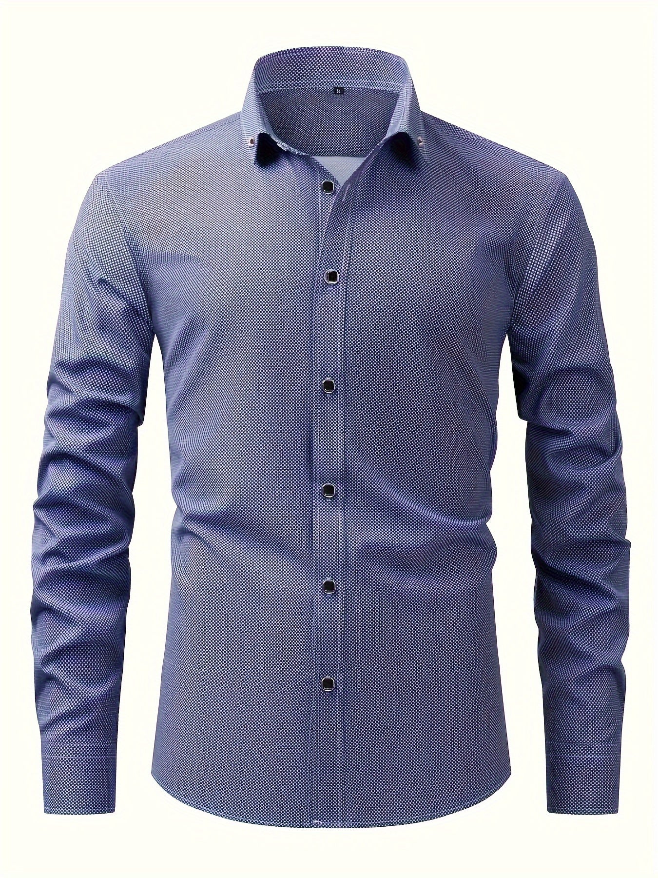 Men's Geometric Pattern Allover Print Dress Shirts, Long Sleeve Casual Button Down Shirt For Formal Occasions