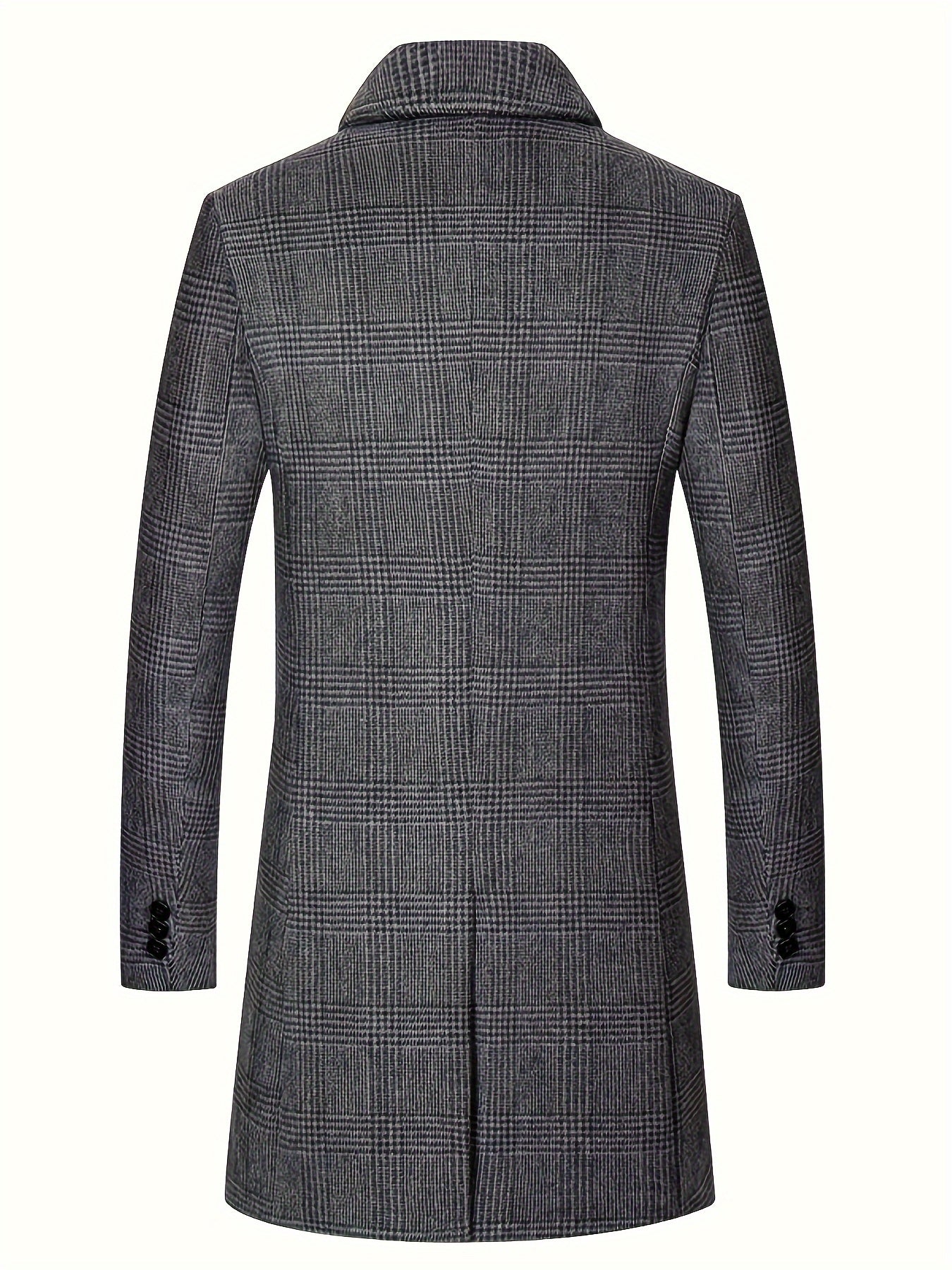 Men's Classic British-Style Wool Blend Overcoat - Thick, Casual & Business Plaid Jacket for Fall/Winter