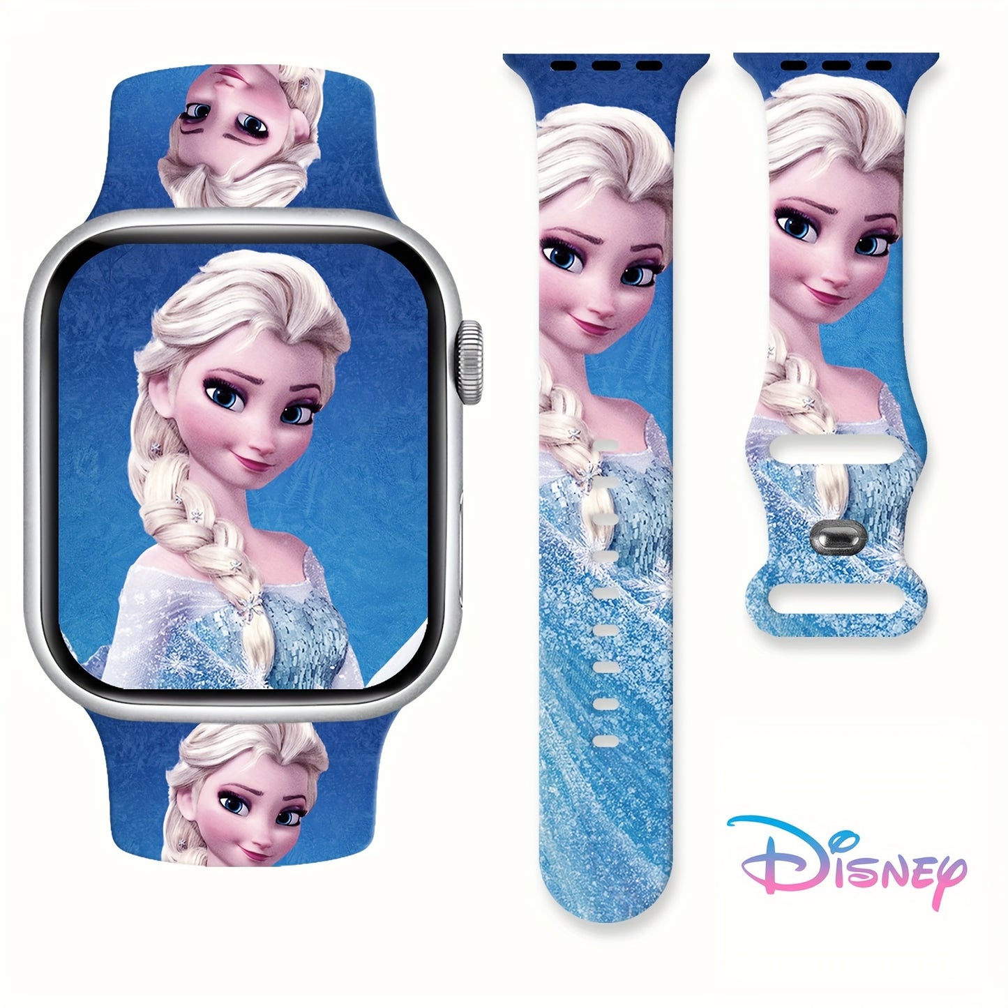 Disney Princess Elsa & Anna Themed Silicone Strap, Daily Casual Versatile Watch Band, Fashionable And Casual, Compatible With Apple Watch Series