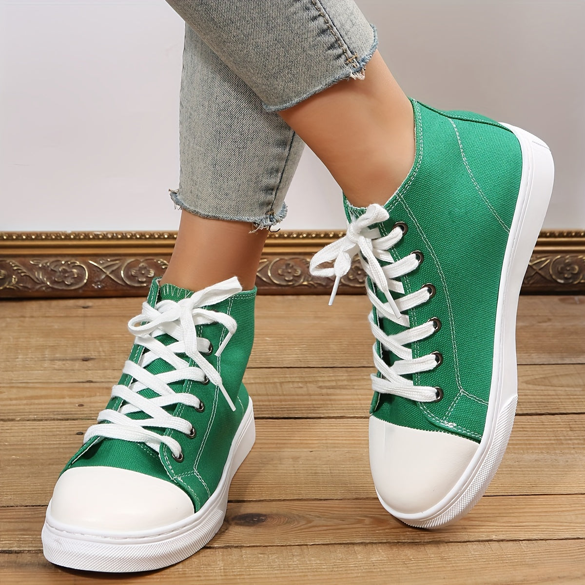 Women's Lace-Up Fashion Casual Sneakers, Breathable Canvas Comfortable Versatile Canvas Shoes, Comfortable And Versatile Flat Shoes For Spring And Autumn Seasons