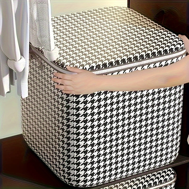 Houndstooth Storage Boxes, Clothes Blanket Storage Bags, Storage Containers With Handles, Closet Organizers